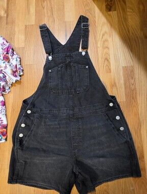 Old Navy Black Denim Overalls L